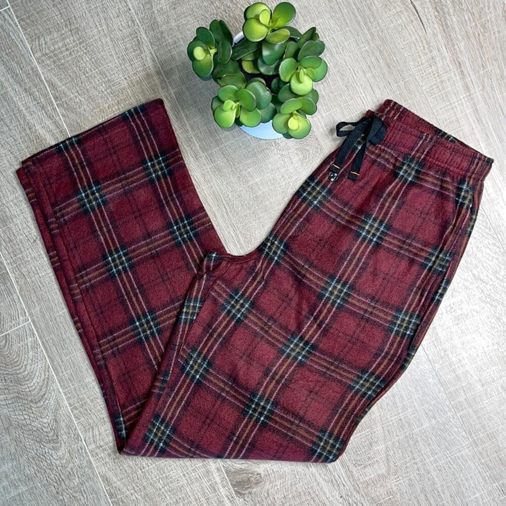 HAWKE & CO Men's Burgundy Plaid Pajama Lounge Pants